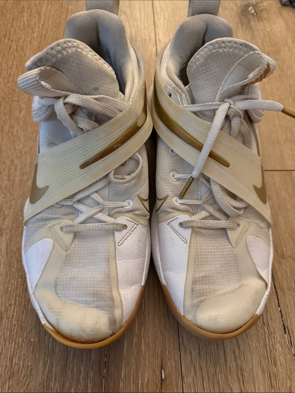 Nike White and Gold volleyball/court Shoes with Strap